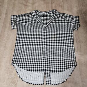 Madewell Womens Size Xxs Black & White Checkered Short Sleeve Pullover Shirt